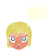 cartoon female face with speech bubble N145