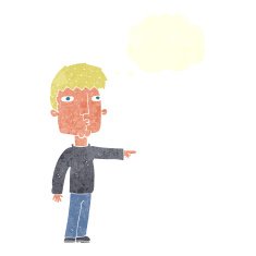 cartoon pointing man with speech bubble N80