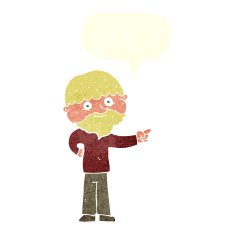 cartoon bearded man pointing with speech bubble N10
