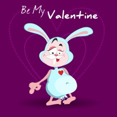 Rabbit with heart Romantic card Valentine's day illustration