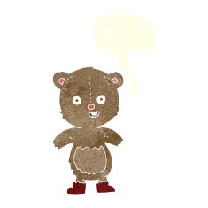 cartoon happy teddy bear in boots with speech bubble N10