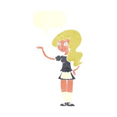 cartoon waitress with speech bubble N26