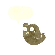 funny cartoon bird with speech bubble N129