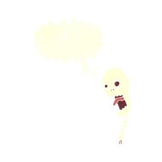 funny cartoon skull with speech bubble N21