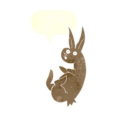 cue cartoon rabbit with speech bubble N10