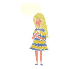 cartoon surprised girl with speech bubble N20