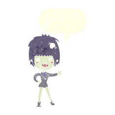 cartoon vampire girl with speech bubble N226