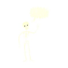 cartoon waving skeleton with speech bubble N10
