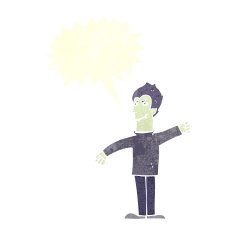 cartoon vampire man with speech bubble N115