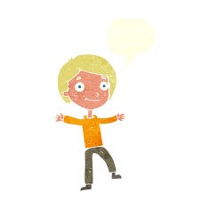 cartoon excited boy with speech bubble N144