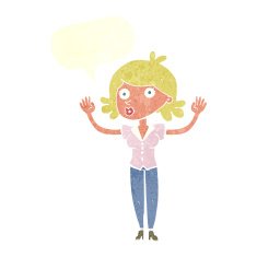 cartoon woman surrendering with speech bubble N9