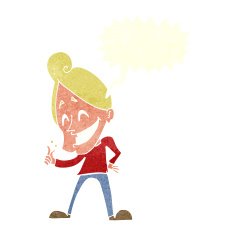 cartoon man snapping fingers with speech bubble N10