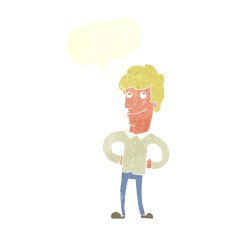 cartoon happy man with speech bubble N457