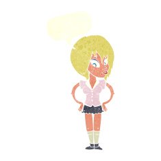 cartoon woman with hands on hips speech bubble N215