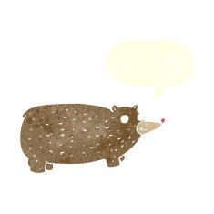 funny cartoon bear with speech bubble N40