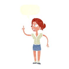 cartoon woman with great idea speech bubble N18