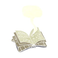 cartoon open book with speech bubble N2