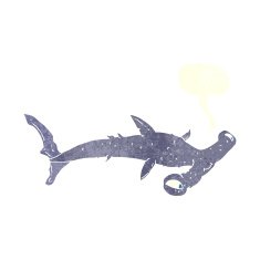 cartoon hammerhead shark with speech bubble N10