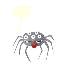 cartoon gross halloween spider with speech bubble N19
