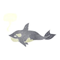 cartoon killer whale with speech bubble N10