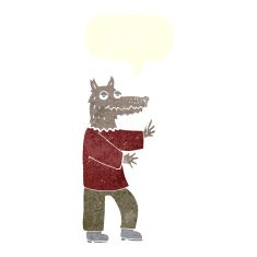 cartoon werewolf with speech bubble N25