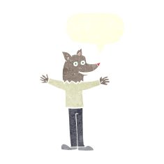 cartoon werewolf with speech bubble N26