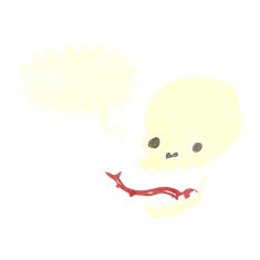cartoon spooky skull with speech bubble N148