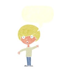 cartoon shocked boy with speech bubble N29