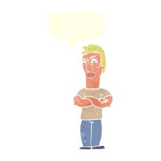 cartoon annoyed man with folded arms speech bubble N20