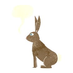 cartoon rabbit with speech bubble N89