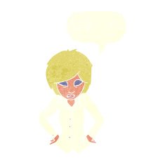 cartoon woman with hands on hips speech bubble N216