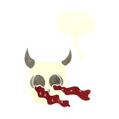 cartoon halloween skull with speech bubble N6