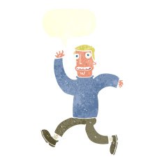 cartoon terrified man with speech bubble N218