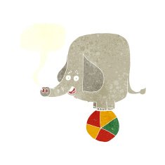 cartoon circus elephant with speech bubble N10