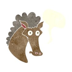 cartoon horse head with speech bubble N10