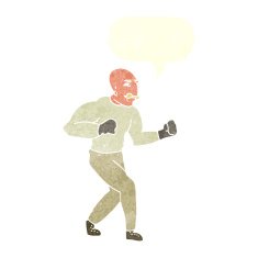 cartoon victorian boxer with speech bubble N6