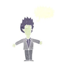 cartoon vampire with speech bubble N122