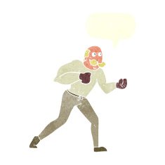 cartoon retro boxer man with speech bubble N10