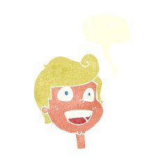 cartoon happy face with speech bubble N50