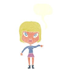 cartoon woman making gesture with speech bubble N10