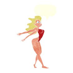 cartoon sexy woman in swimsuit with speech bubble N9