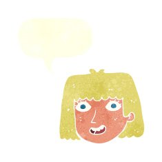 cartoon happy female face with speech bubble N187