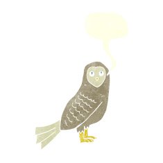 Cartoon owl with speech bubble N66