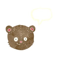 cartoon teddy bear head with speech bubble N8