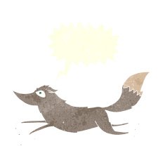 cartoon wolf running with speech bubble N6