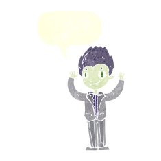cartoon vampire boy with speech bubble N10