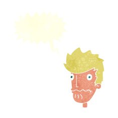 cartoon nervous man with speech bubble N137
