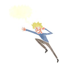 cartoon jumping man with speech bubble N6