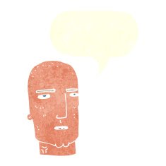 cartoon bald tough guy with speech bubble N19