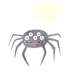 cartoon halloween spider with speech bubble N10